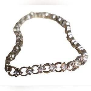 vintage tennis bracelet with crystals and fold over clasp